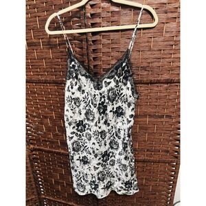 Victoria's Secret Camisole slip Satin floral lace black white